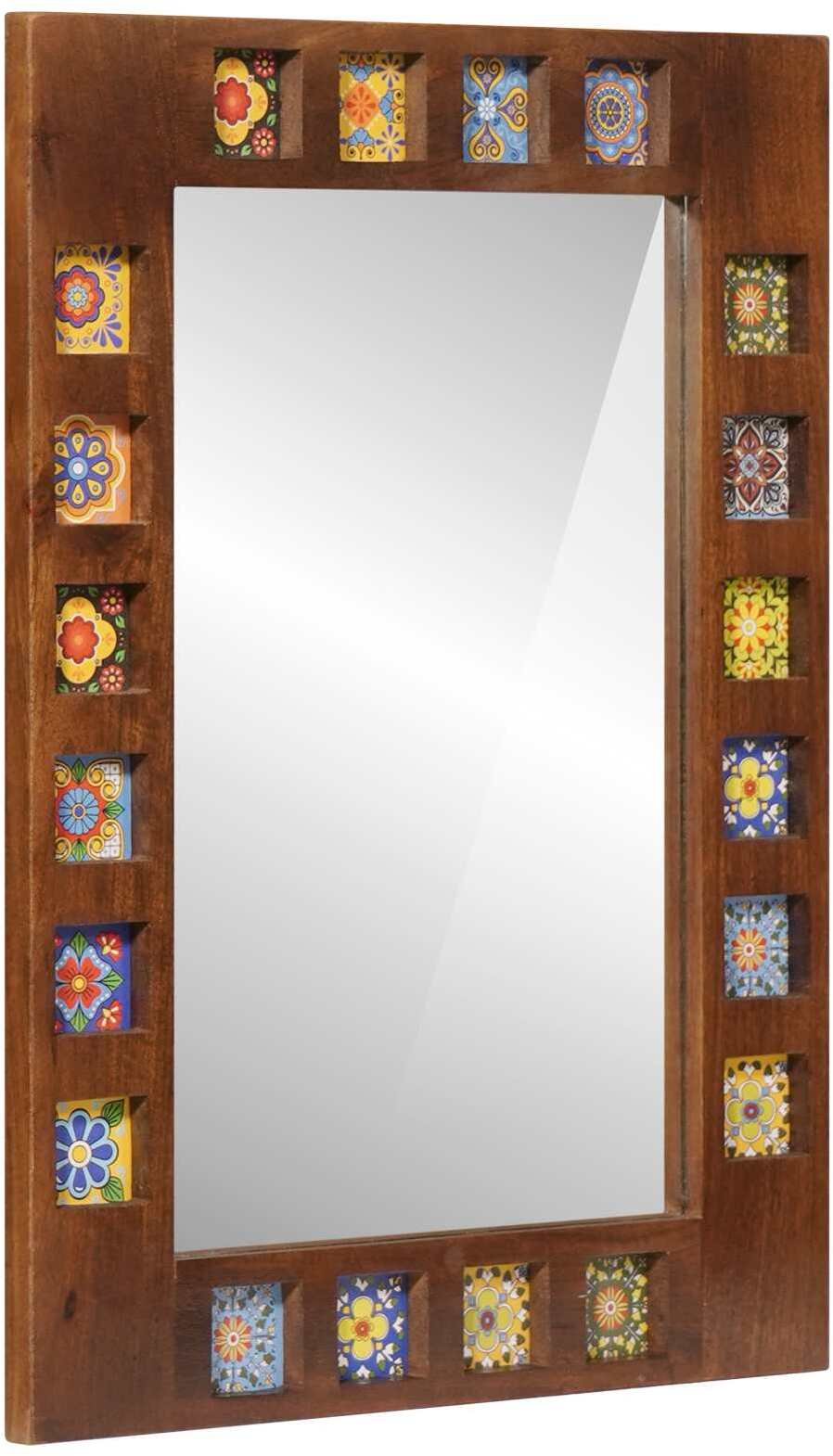 Lustro vidaXL Lustro łazienkowe orzech włoski 50 x 70 x 3 cm Drewno mango