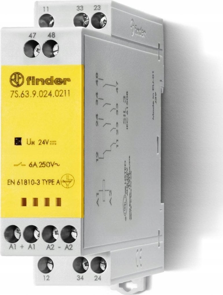 Finder Przekaźnik do obwodów bezpieczeństwa z wymuszonym prowadzeniem styków SIL 3