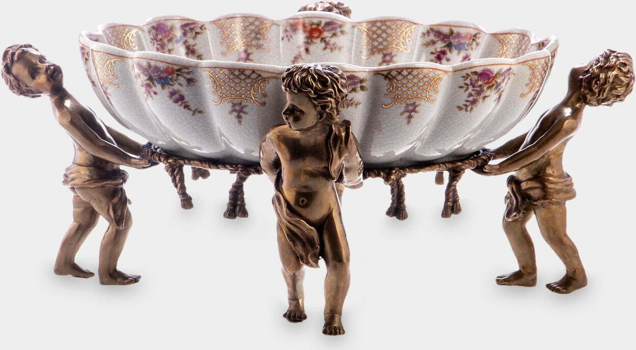 rzezbyzbrazu Porcelanowa Misa z Aniołkami Biała