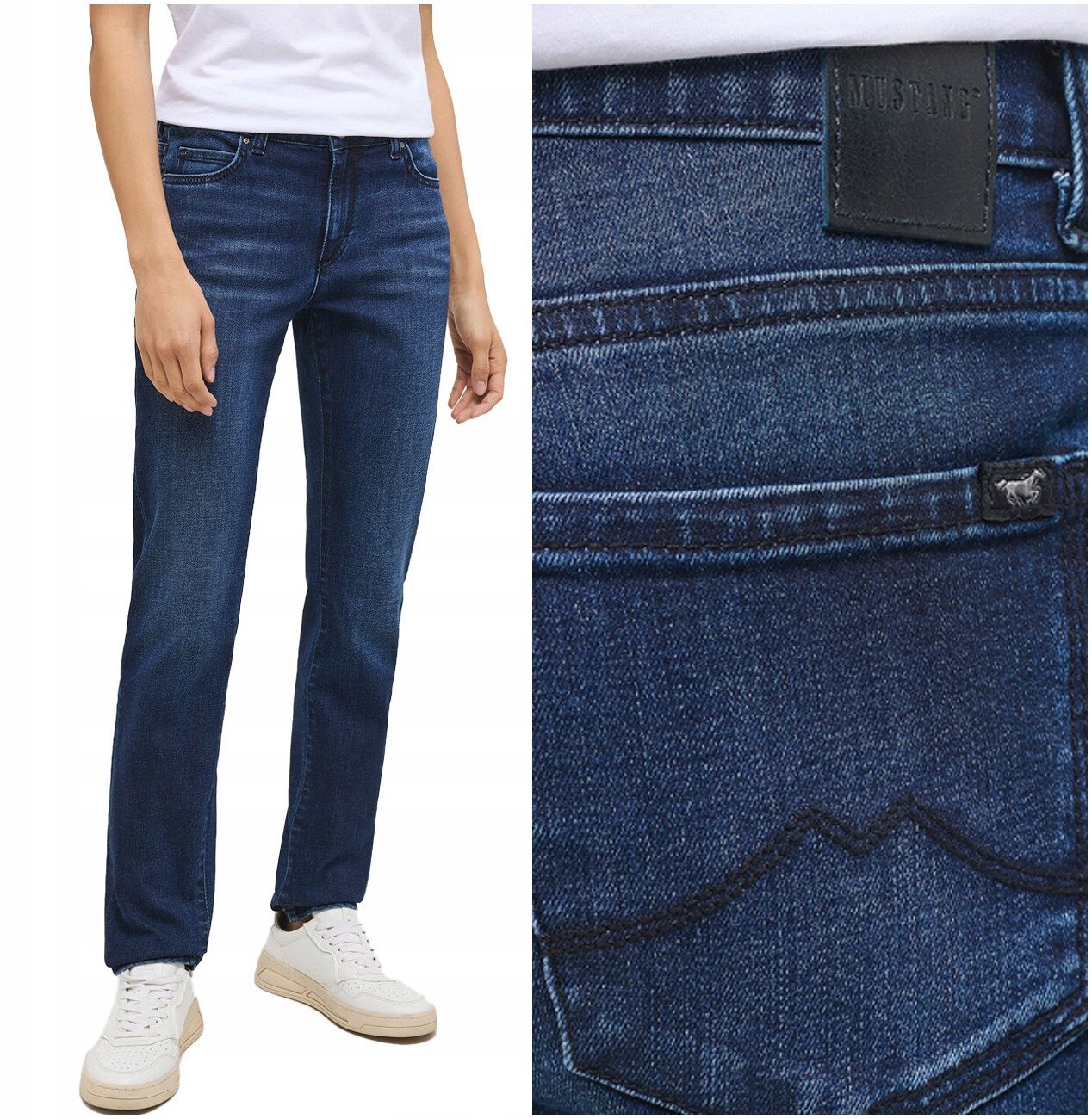 Moteriški džinsai Mustang CROSBY RELAXED SLIM, tamsiai mėlyni