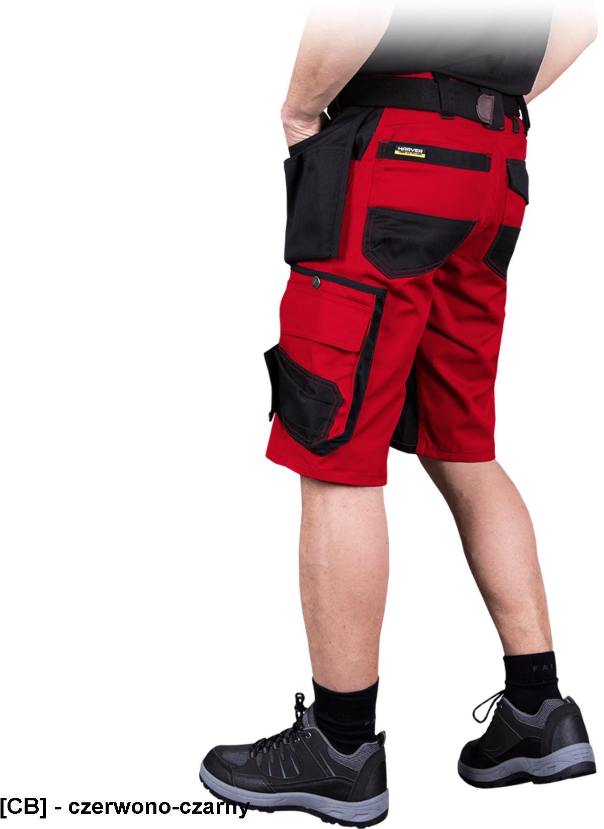 HARVER-TS - krótkie spodnie ochronne, 7 kieszeni, 65% poliester, 35% bawełna, gramatura 300 g/m2 - czerwono-czarny 2XL