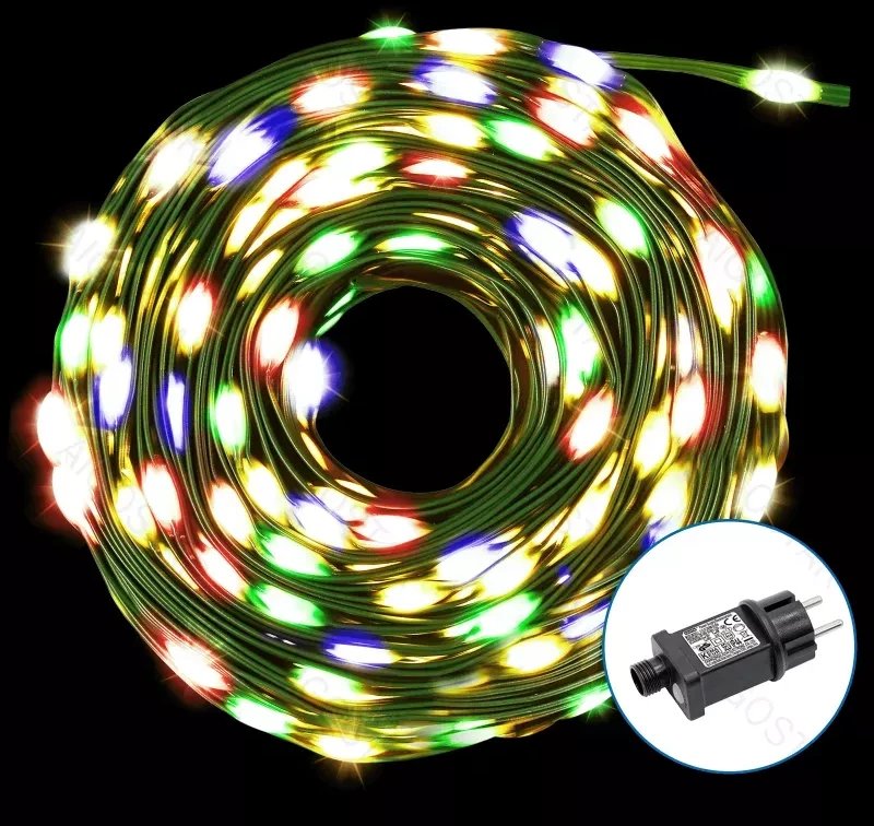 Lampki choinkowe 30m 300 LED kolorowe RGB z pilotem zewnętrzne 31V