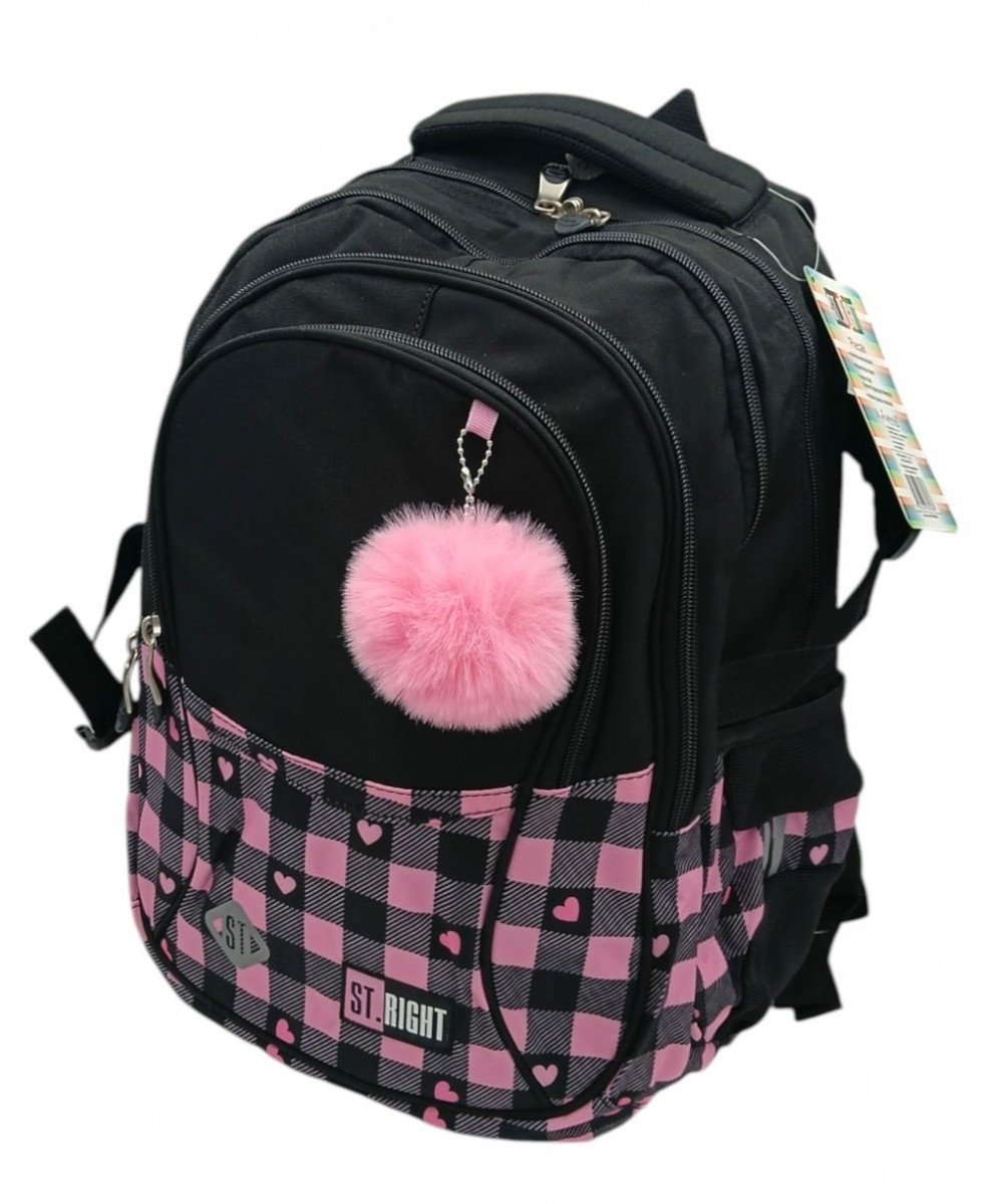 PLECAK 29X45X13 1ZAM 4KIESZ STRIGHT PINK CHECKRE