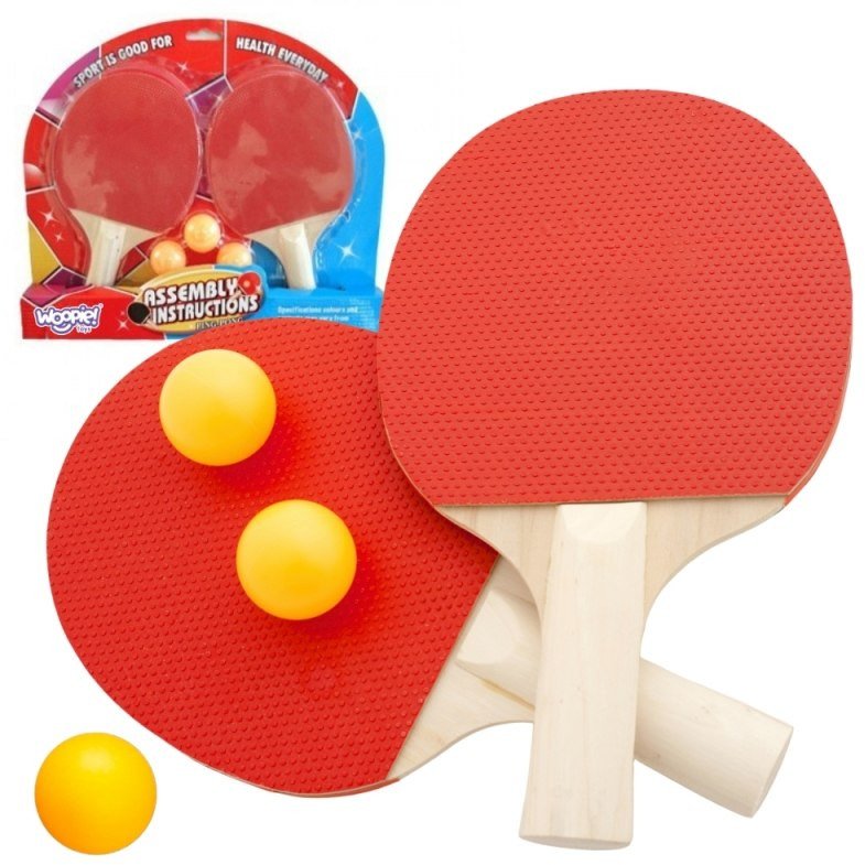 WOOPIE Paletki Rakietki Do Ping Pong Tenisa Stołowego Zestaw + 3 Piłeczki