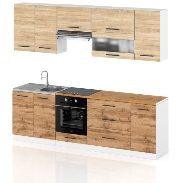 Meble Kuchenne Komplet Kuchnia Marocco 2.6m Nowoczesne Dąb Sonoma Wotan