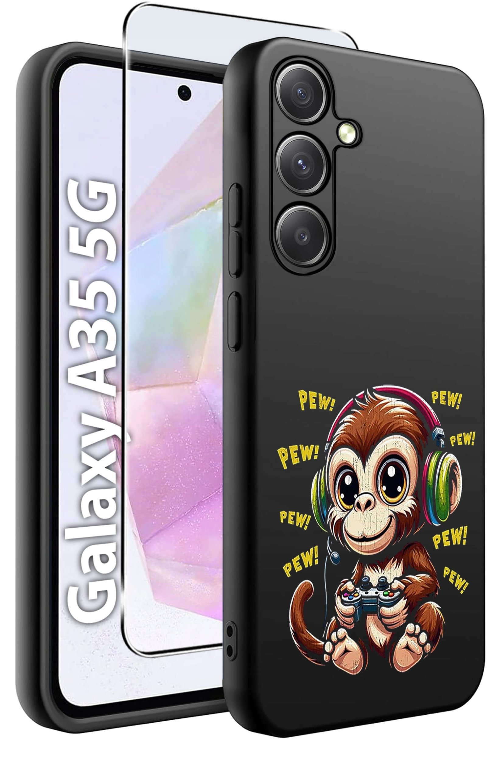 krainaGSM ETUI do Samsung A35 5G WZORY SILIKONOWE MATT CASE + SZKŁO HARTOWANE 9H