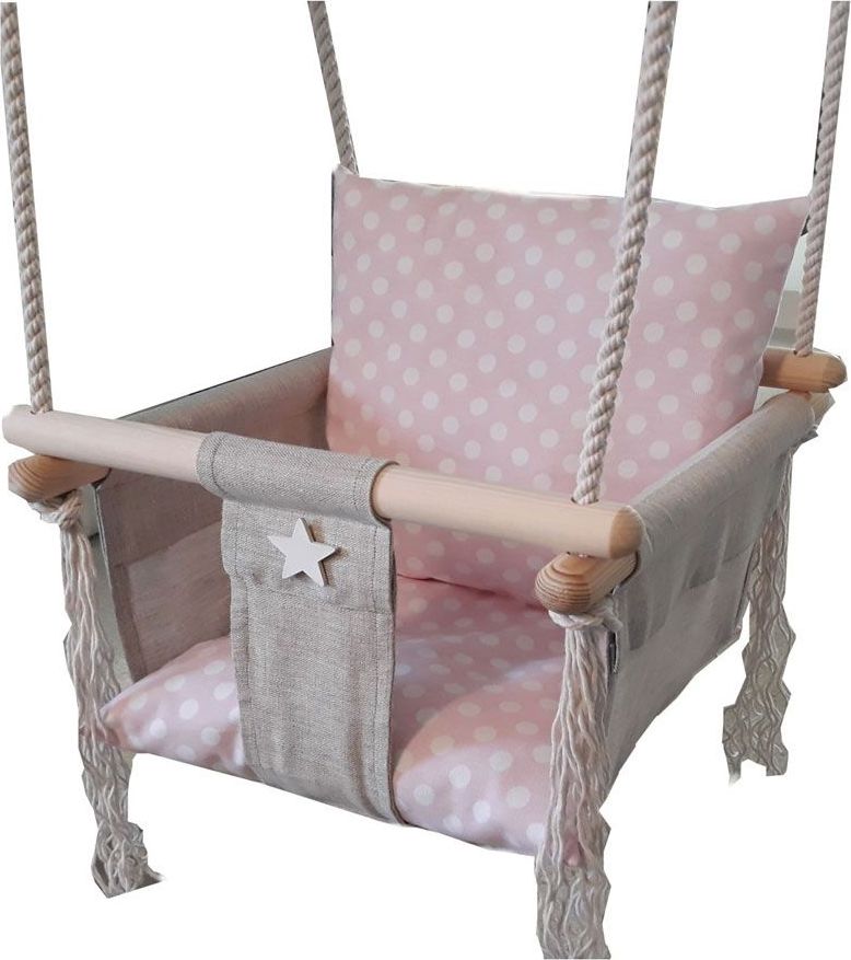 Huśtawka Elior Różowa huśtawka w groszki dla dziewczynki - Rufi (E11365)