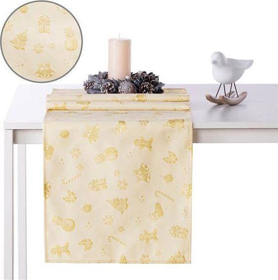 AmeliaHome Bieżnik Christmas Story złoty 30x100