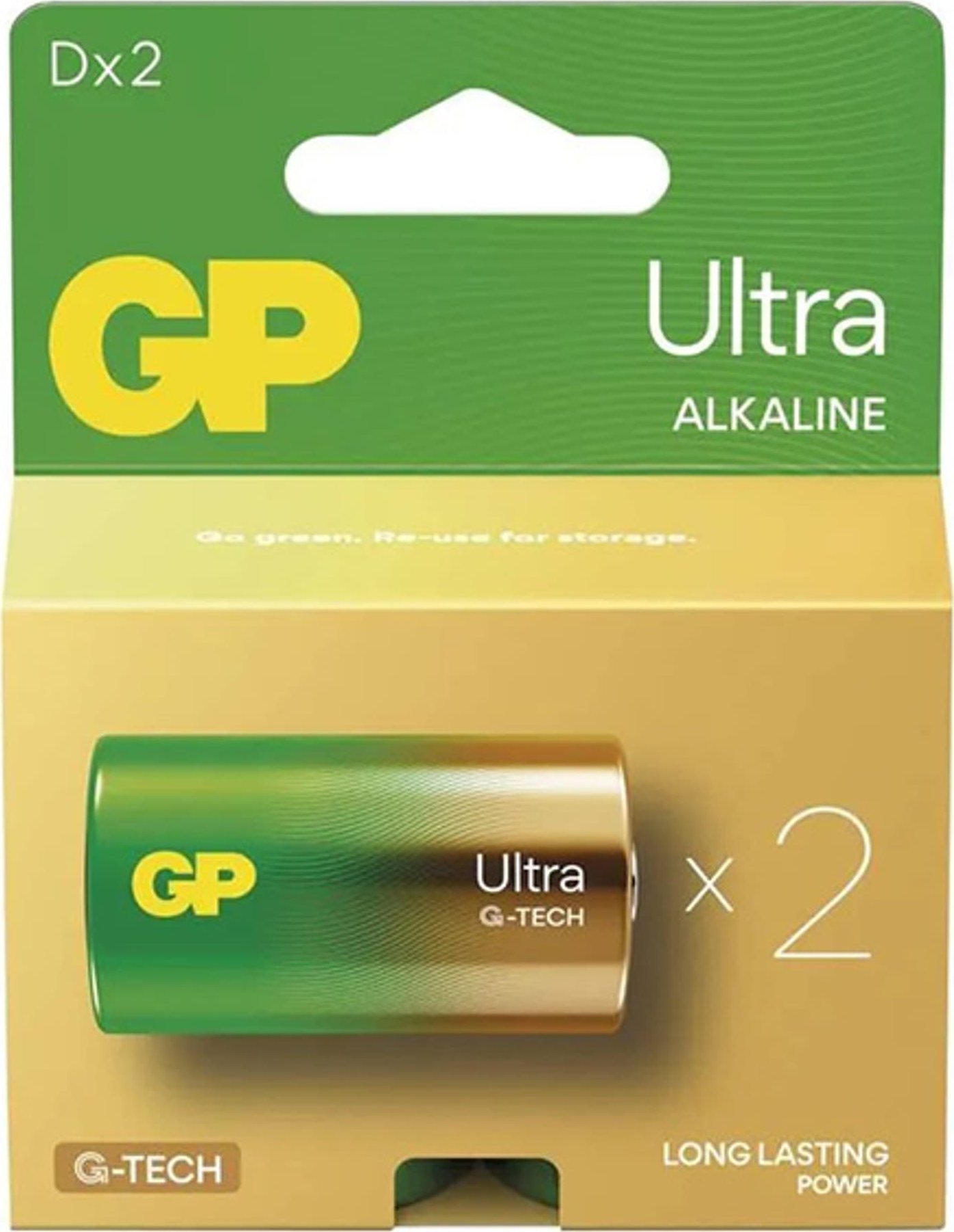GP Bateria alkaliczna, D (LR20), ogniwo typ D, 1.5V, , blistr, 2-pack, Ultra