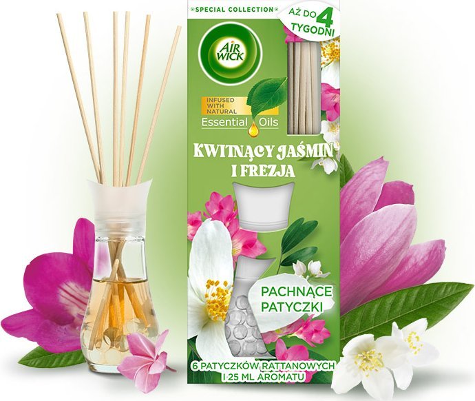 Dyfuzor zapachowy Osram AIR WICK PACHNĄCE PATYCZKI O ZAPACHU KWITNĄCY JAŚMIN I FREZJA 25 ml
