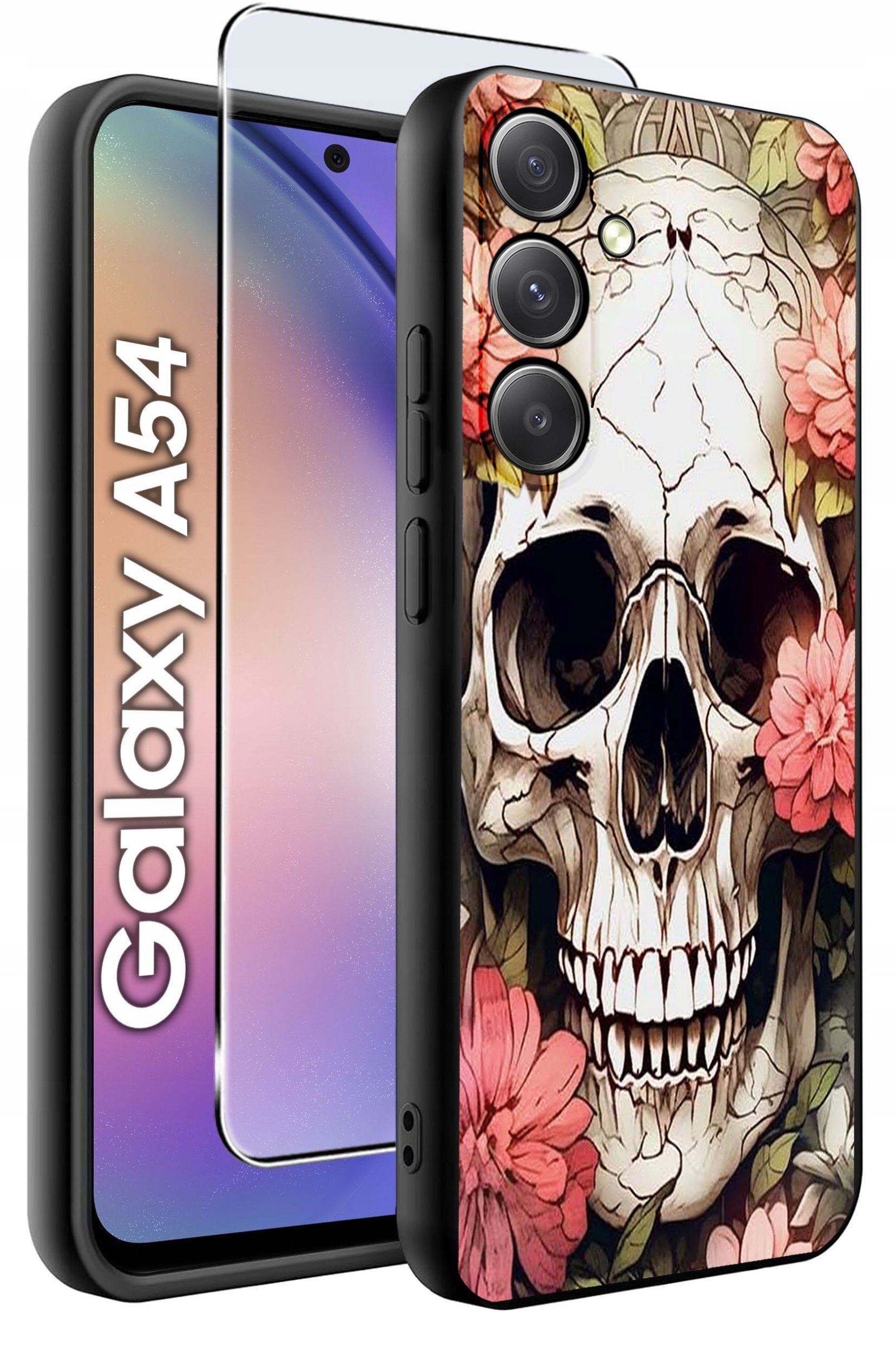 ETUI do Samsung A54 5G WZORY | SILIKONOWE MATT CASE + SZKŁO 9H