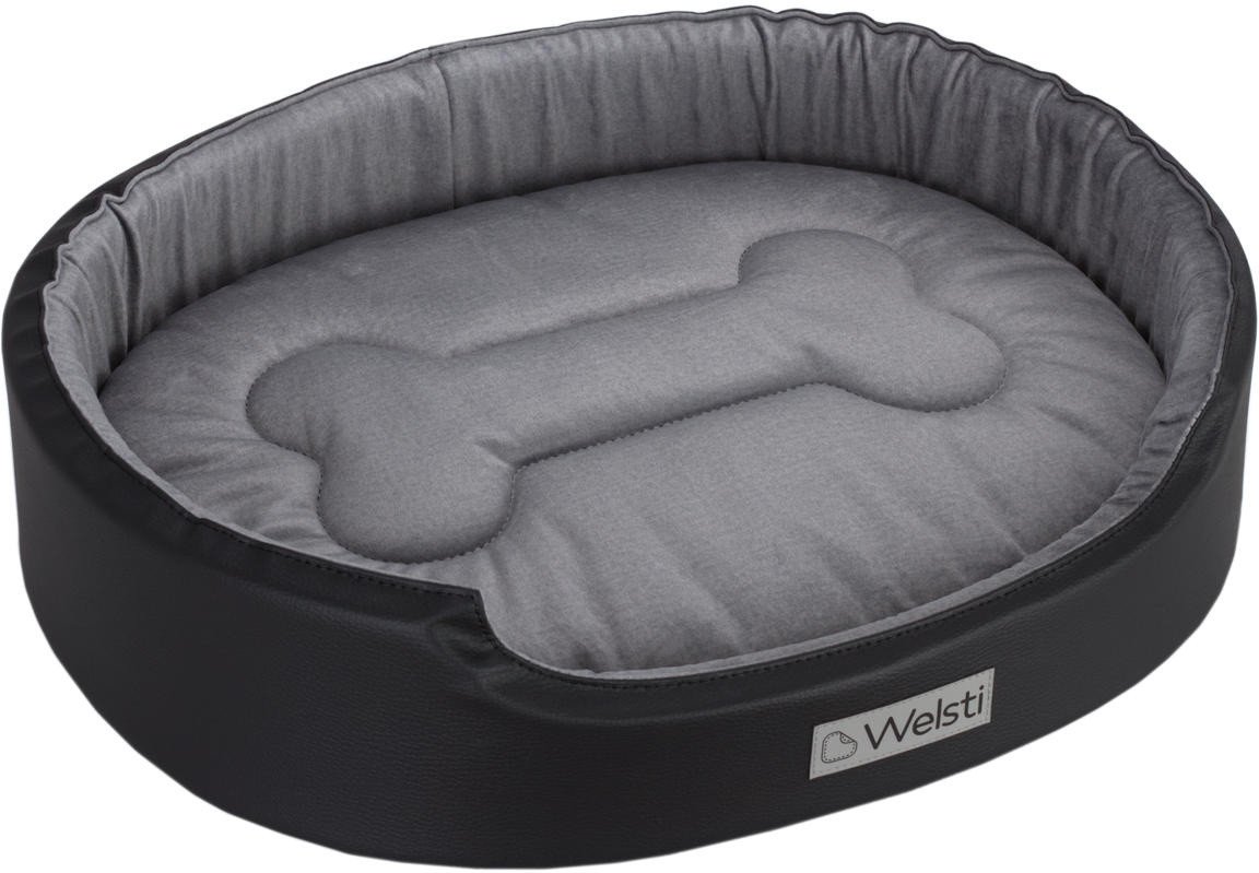 Owalne legowisko ortopedyczne kojec dla psa Welsti szary L 68x55 antypoślizgowy
