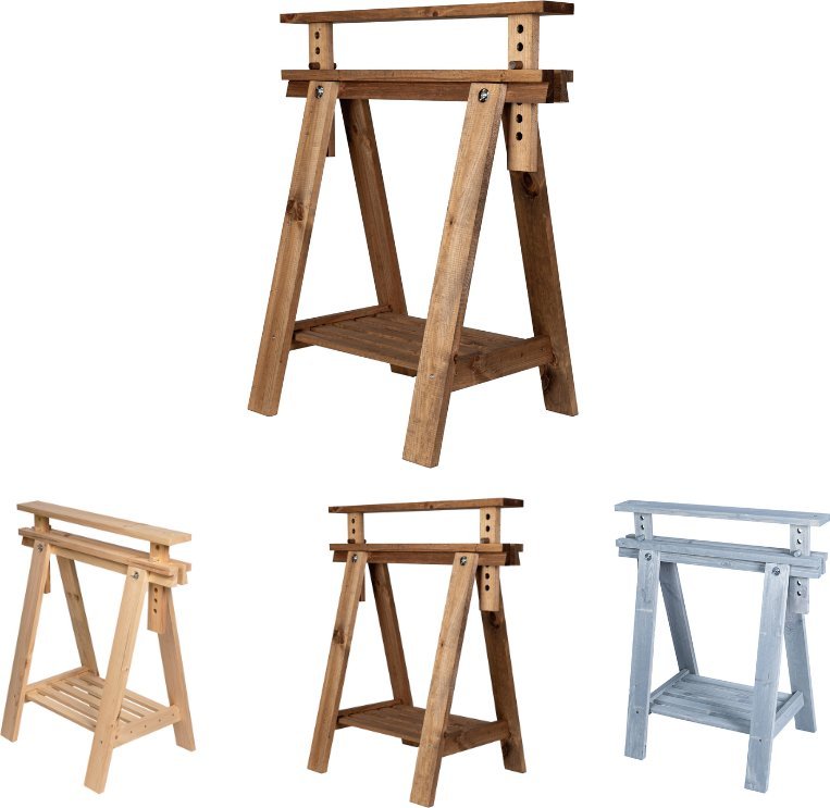 Wamar-Sosenka Regulowany koziołek do cięcia drewna podblatowy kobyłka Brązowy Drewno sosnowe