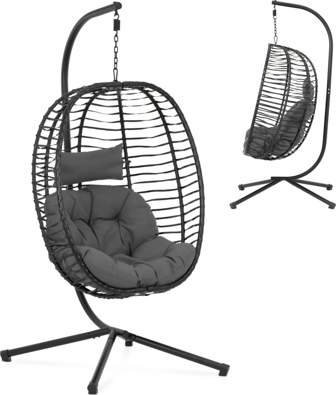 Uniprodo Fotel kosz wiszący ogrodowy huśtawka do 150 kg Fotel kosz wiszący ogrodowy huśtawka do 150 kg