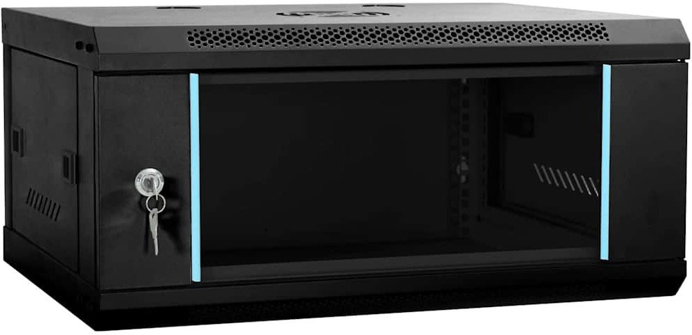 vidaXL Szafa sieciowa z przechowywaniem Czarny 60 x 35 x 28 cm Stal