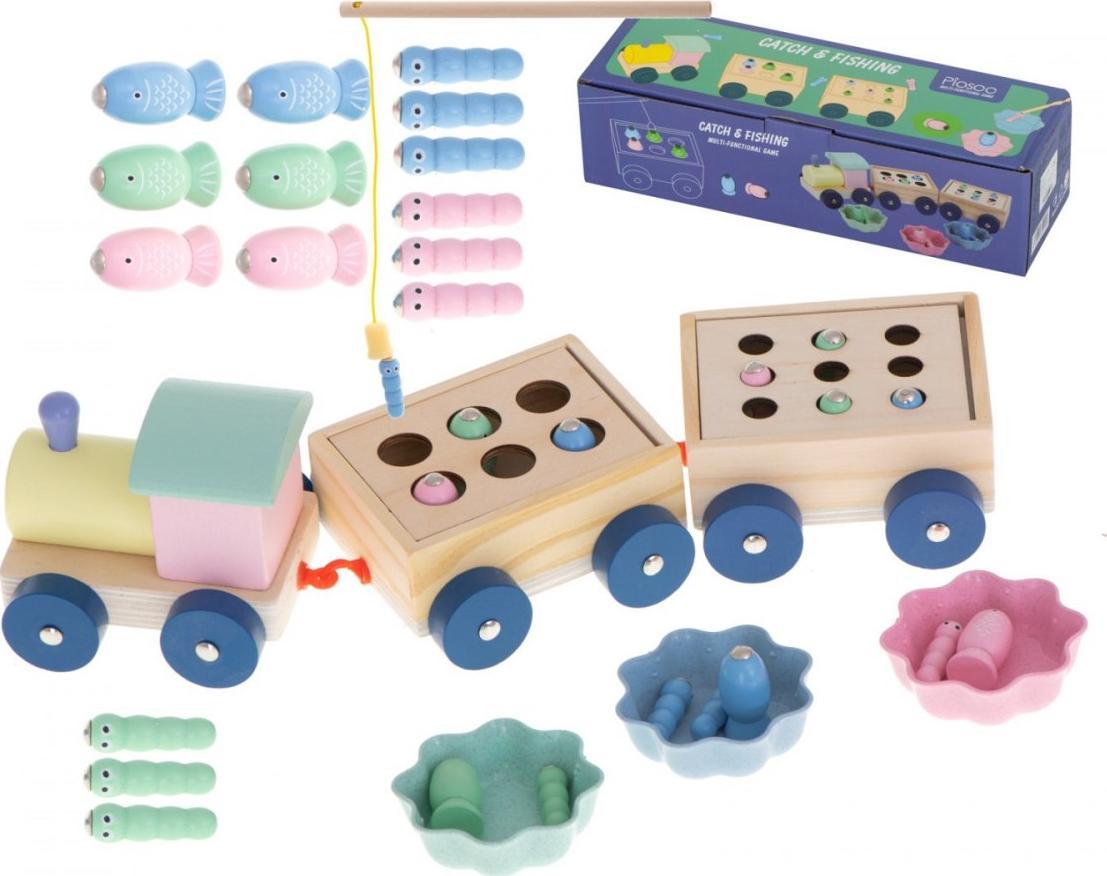 DWM SORTER DREWNIANY POCIĄG CIUCHCIA RYBKI MONTESSORI