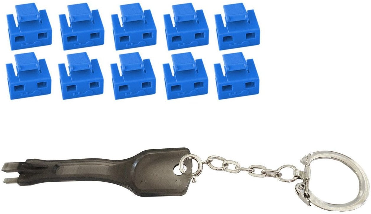Microconnect MC-RJ45PORTBLOCK-B bloker portów Klucz blokady portu RJ-45 Czarny, Niebieski 10 szt.