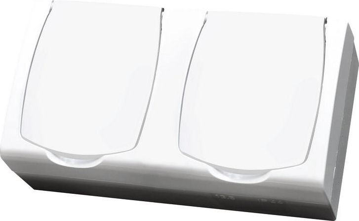 Ospel MADERA Gniazdo hermetyczne podwójne z/u IP44 klapka biała GNH-2NZw - GNH-2NZw