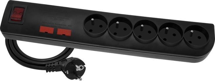 Listwa zasilająca Elgotech 5 gniazd 1.5 m czarna