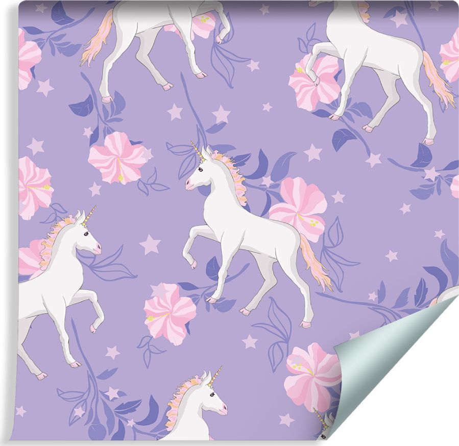 Muralo Tapeta Dla Dzieci - Jednorożce i Kwiaty