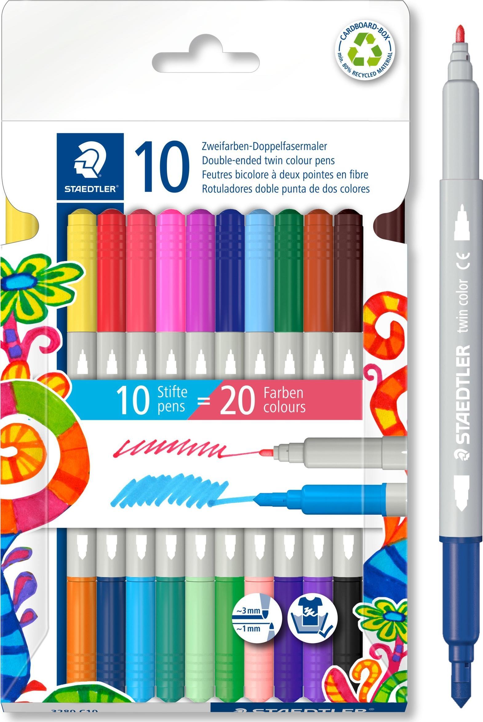 Staedtler Flamastry dwustronne 10 szt 20 kolorów Staedtler