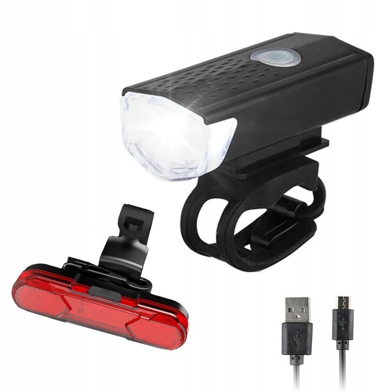 LAMPKA LED Rowerowa ZESTAW PRZÓD TYŁ Przednia USB