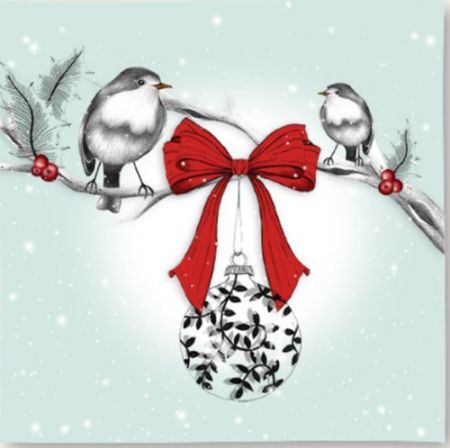 Clear Creation Karnet Swarovski - kwadrat. Święta Ptaszki