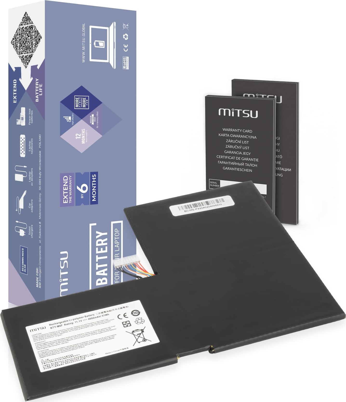 Pamięć do laptopa Mitsu Bateria Mitsu do MSI GS60, PX60