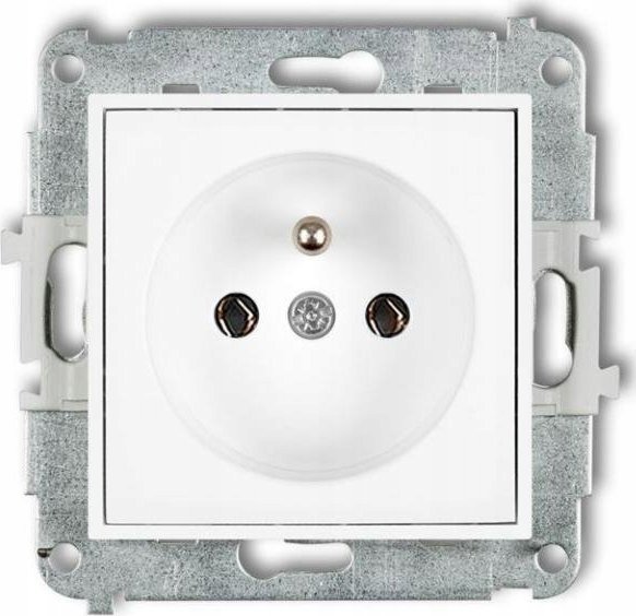 Karlik Gniazdo pojedyncze z uziemieniem Karlik Icon 25IGP-1z 2P+Z bez przesłon torów prądowych biały mat