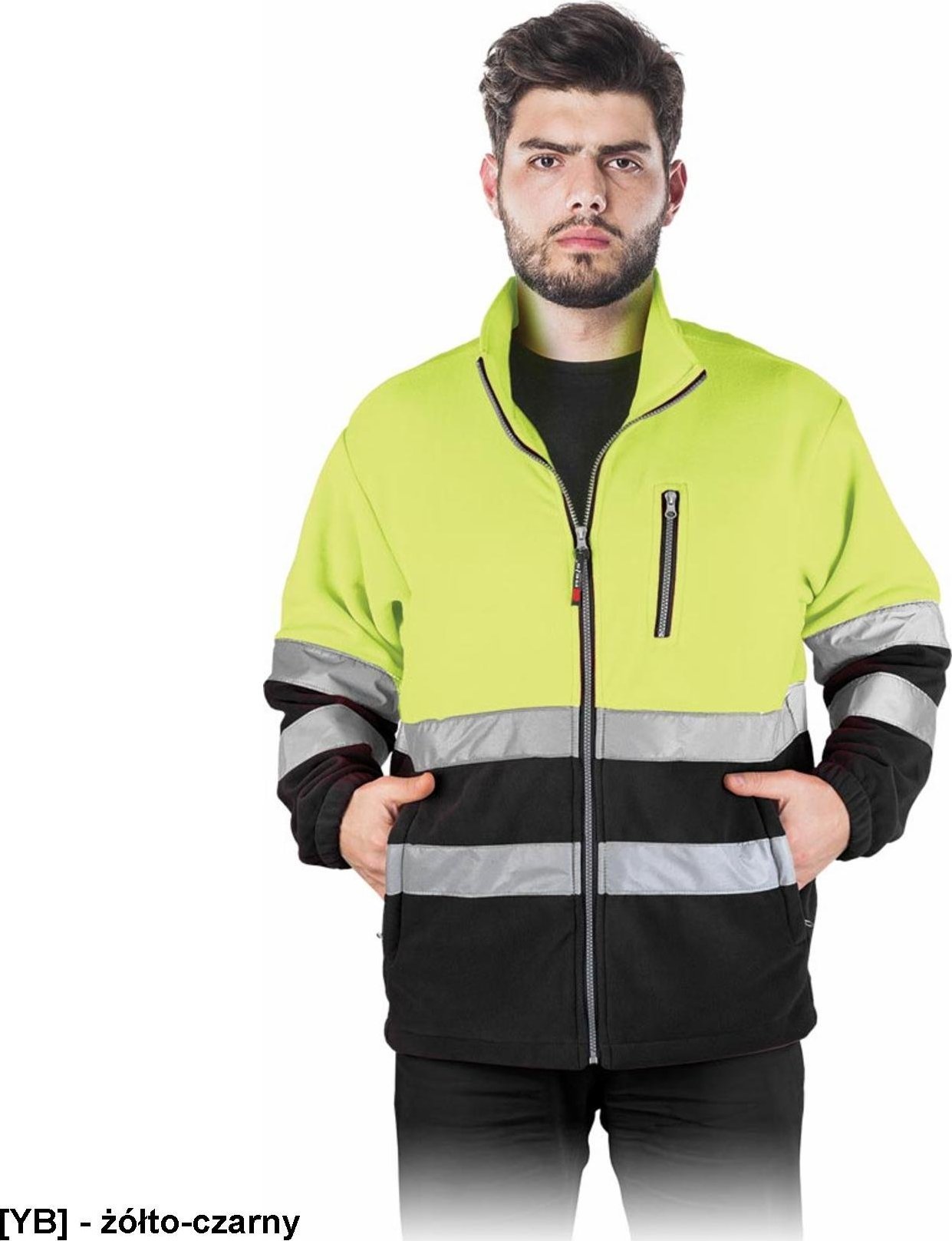 R.E.I.S. POLSTRIP - bluza polarowa z pasami odblaskowymi - Żółto-czarny 3XL