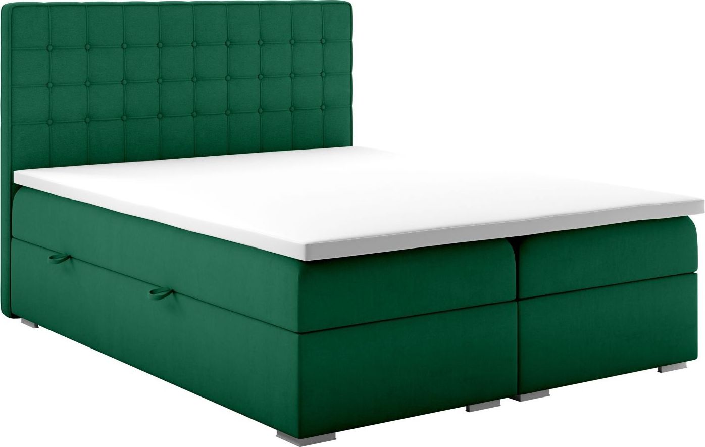 LAVERTO Łóżko kontynentalne REZEN 180x200 zielone velvet z pojemnikiem