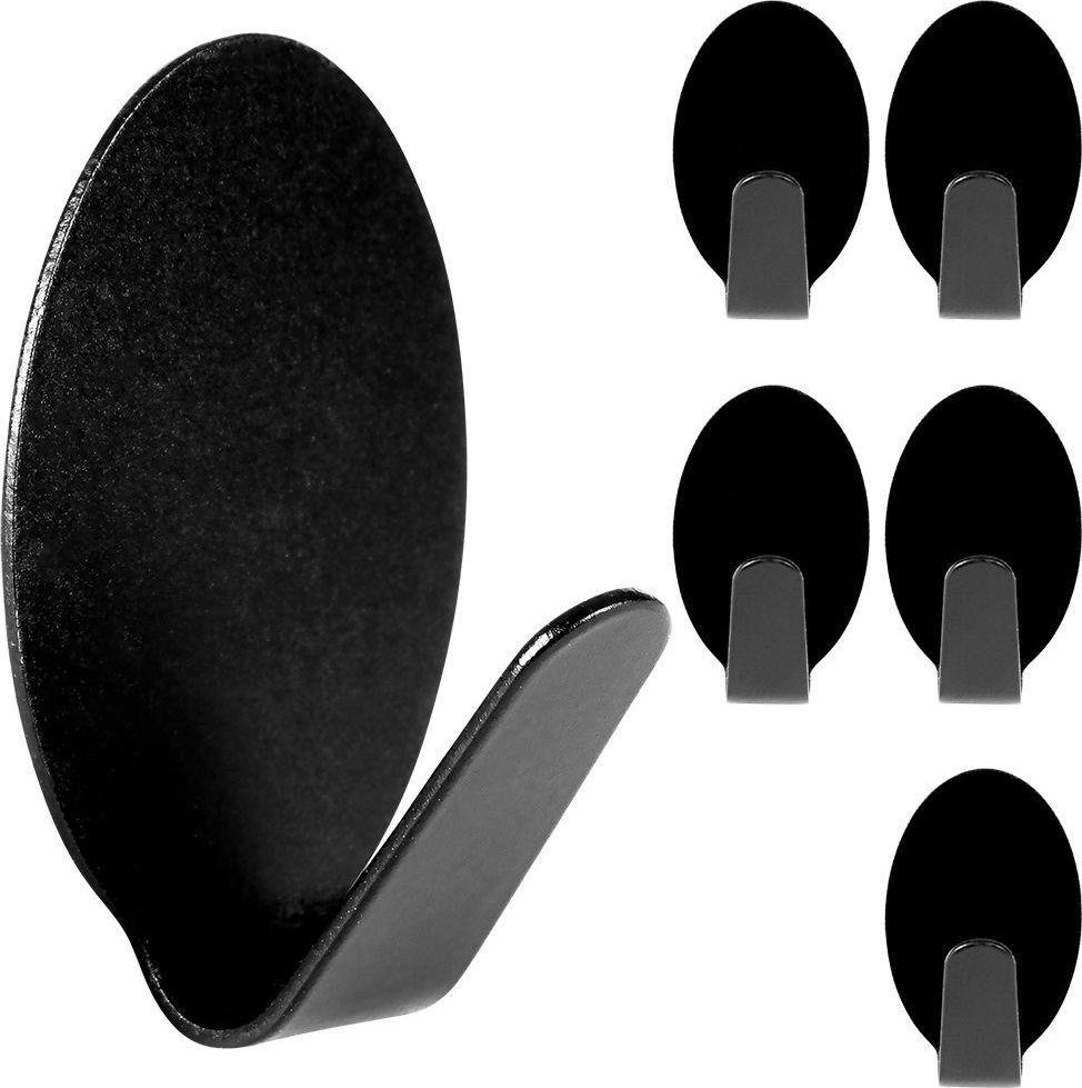 Storage Solutions Wieszak samoprzylepny na ręcznik ścierkę / haczyk stalowy owal czarny 6 szt. 3x2 cm