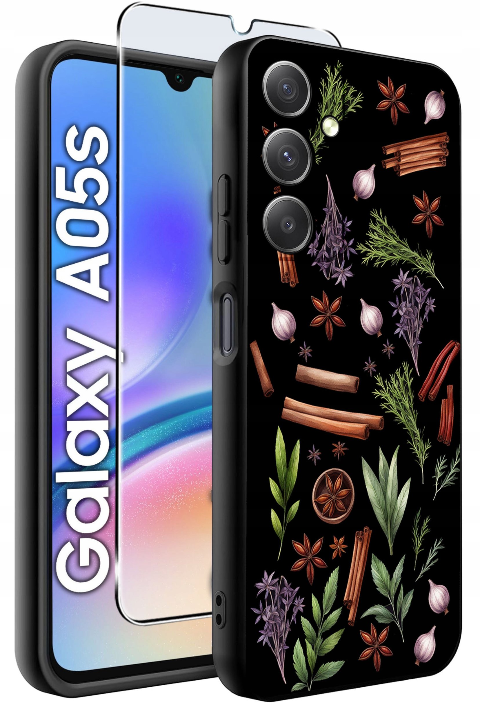 ETUI do Samsung A05s WZORY | SILIKONOWE MATT CASE + SZKŁO 9H