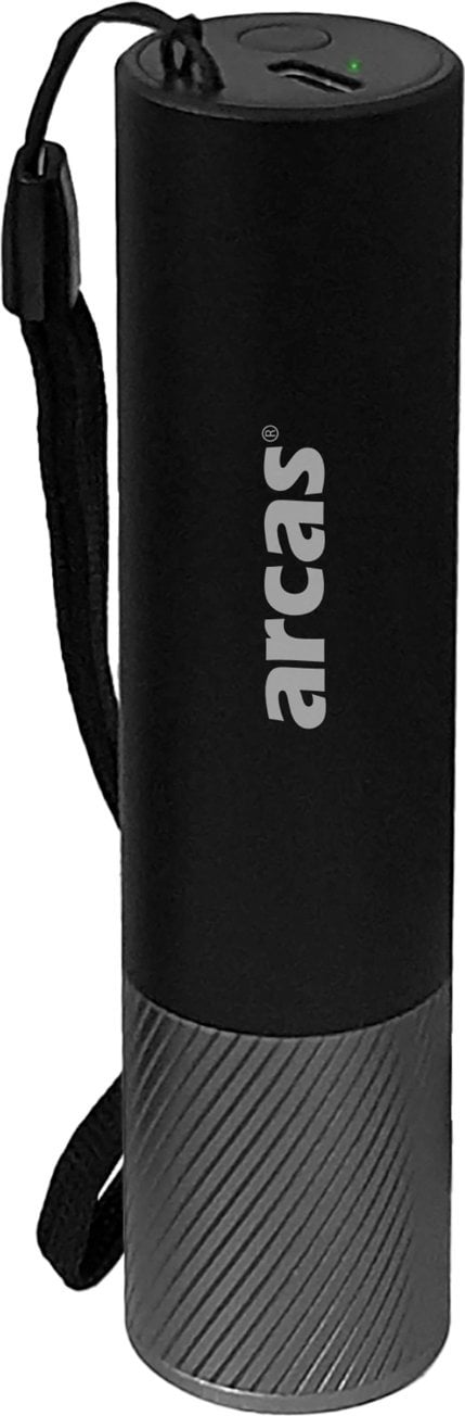 Handheld flashlight 3W, rechargeable USB-C, black, ARCAS