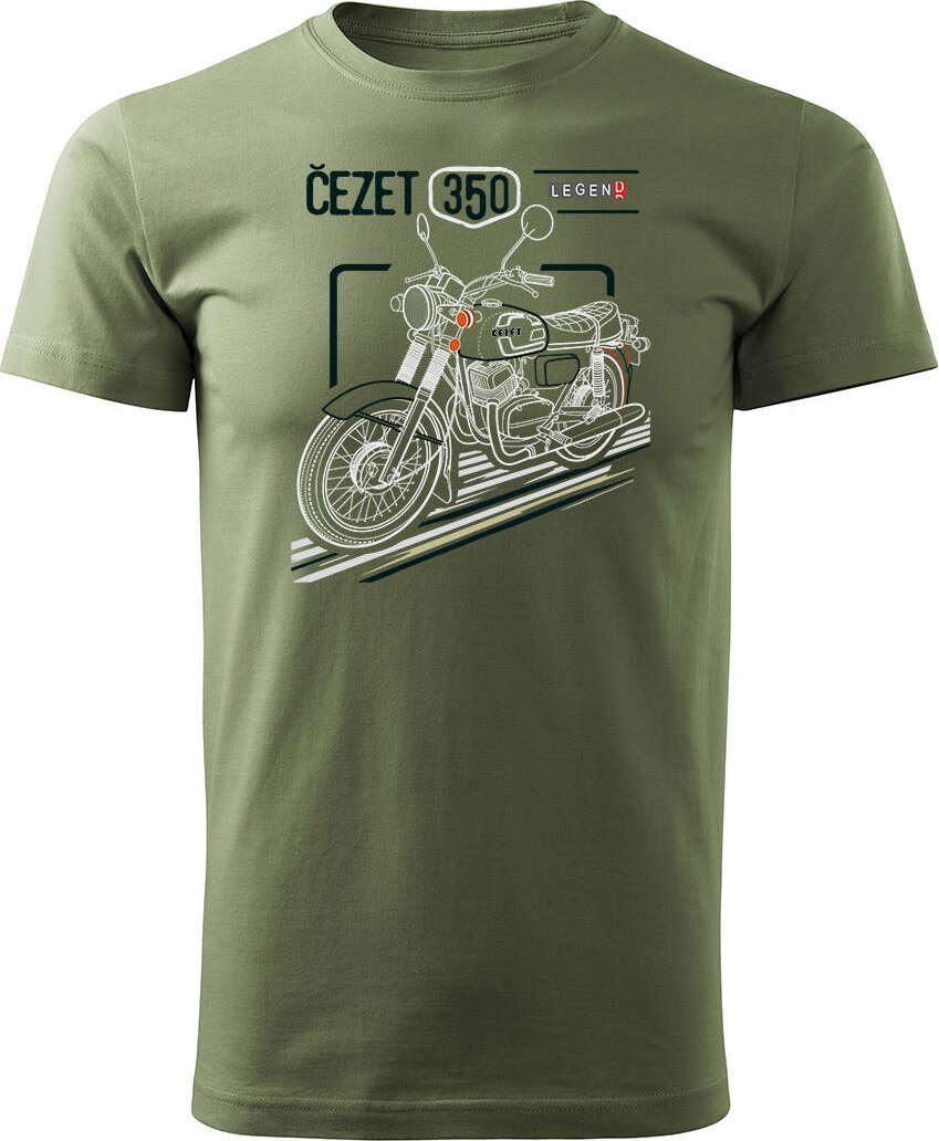 Topslang Koszulka z motocyklem na motor Cezet Cezeta 350 męska khaki REGULAR S