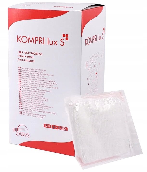 Kompresy gazowe 10 x 10cm jałowe -3 szt. KOMPRI lux S blister