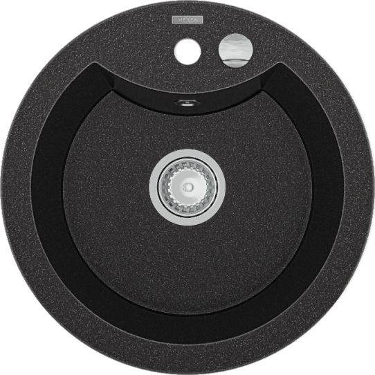 Zlewozmywak Mexen Diego granitowy 1-komorowy 488 x 480 mm, czarny nakrapiany - 6512481000-76