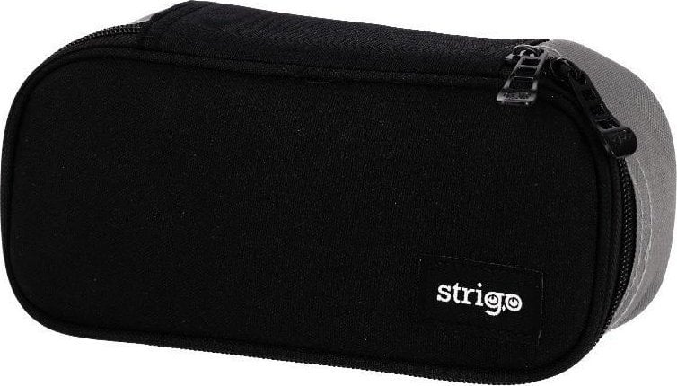 Piórnik szkolny prostokąt czarny z szarym STRIGO