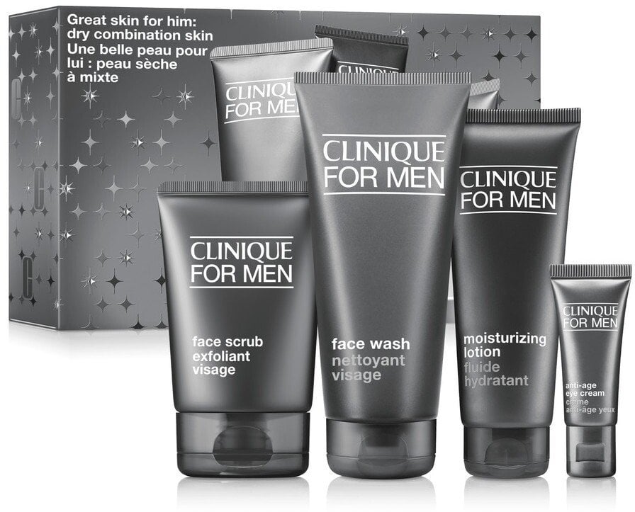 CLINIQUE_SET For Men Great Skin Essentials żel do mycia twarzy 200ml + peeling do twarzy 100ml + przeciwstarzeniowy krem pod oczy 15ml + emulsja nawil
