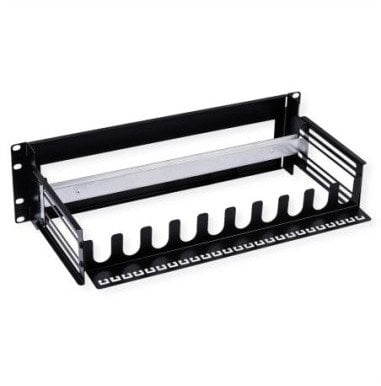 Rama nośna VALUE 19 dla urządzeń montowanych na szynie DIN, 3U, z zarządzaniem okablowaniem, czarna