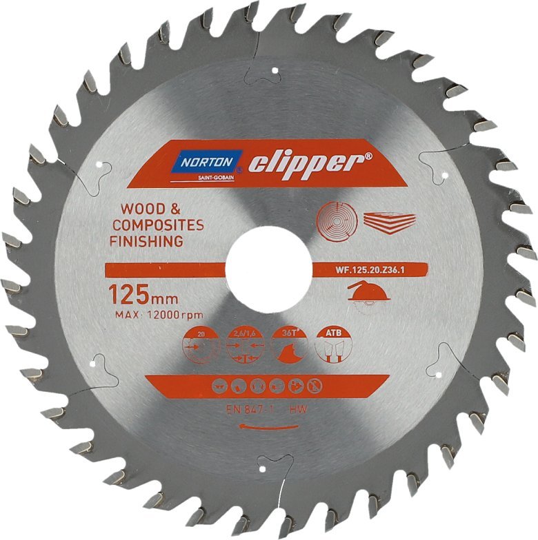 Norton NORTON PIŁA TARCZOWA 125mm x 20mm x 36z DREWNO I KOMPOZYTY ATB