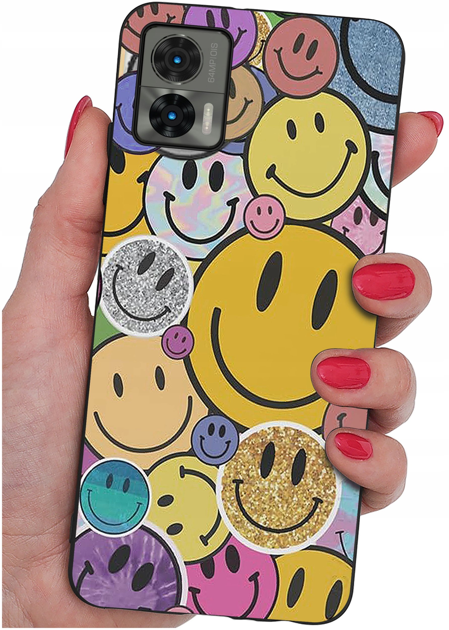 krainaGSM Etui do Motorola Moto Edge 30 Neo WZORY SILIKONOWE MATT CASE + SZKŁO 9H