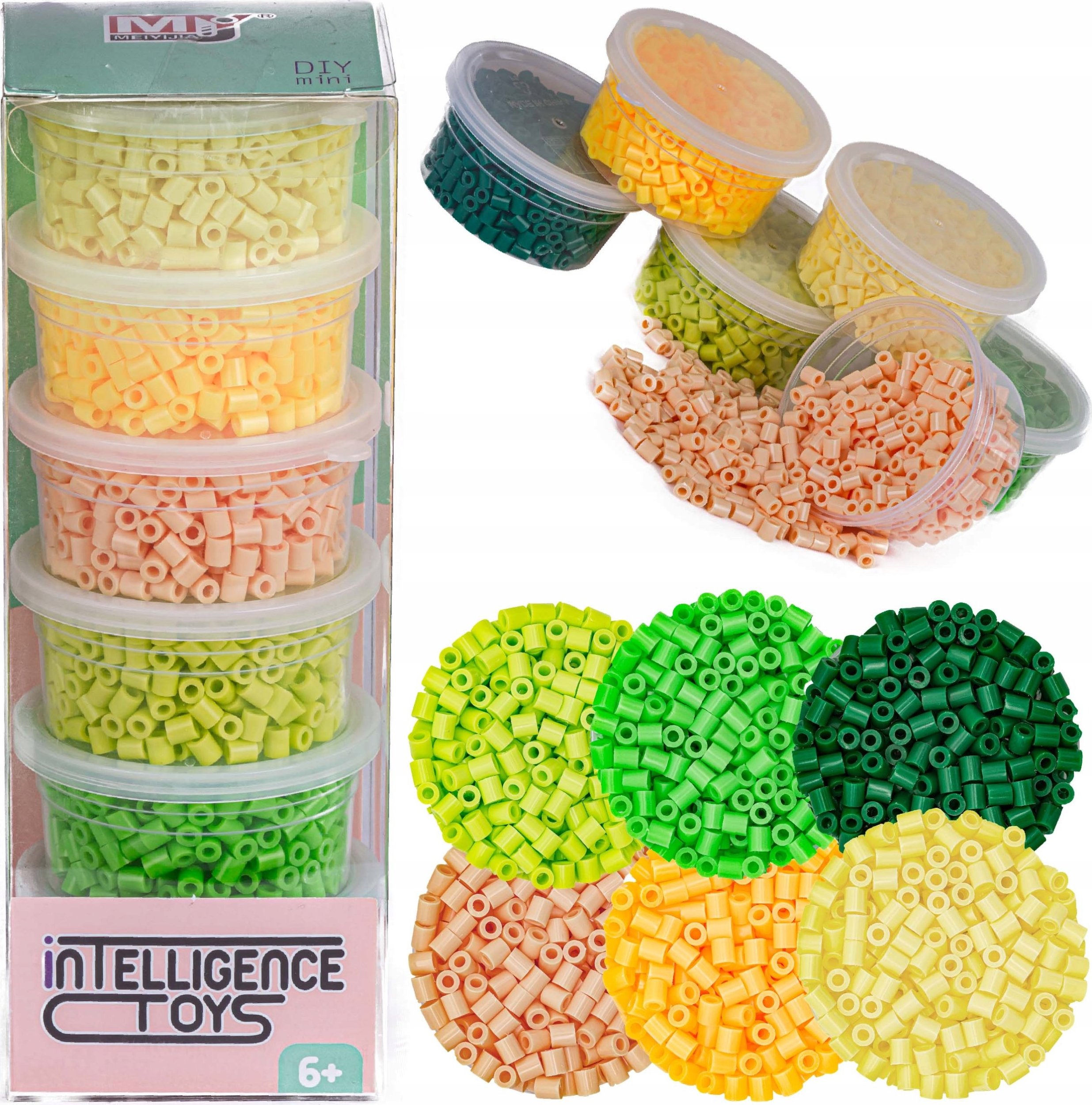 Koraliki Do Prasowania 3000szt, Prasowanki, Do Prasowanek, 6 Kolorów, Zapas - ODCIENIE ŻÓŁTEGO I ZIELONEGO