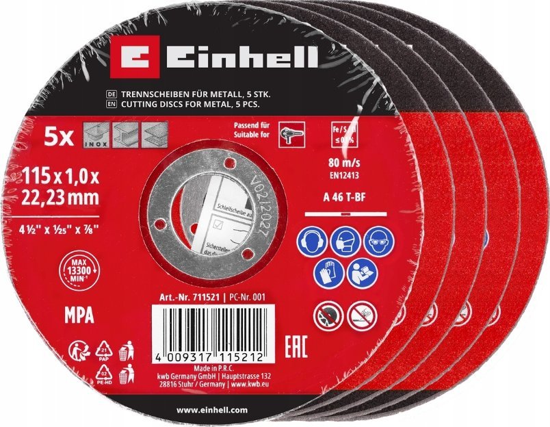 Einhell TARCZA DO METALU 115 MM, 5 SZT. 49711521