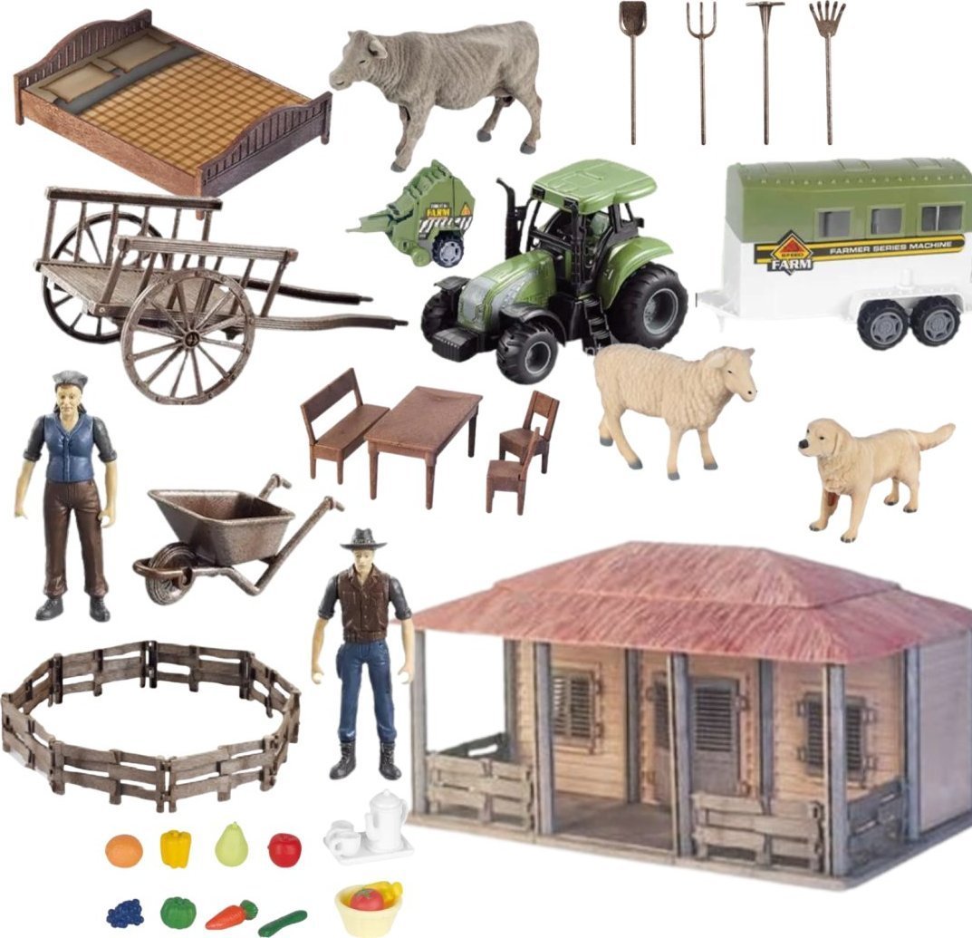 ProNice DUŻY ZESTAW FARMA ROLNIKA DOMEK GOSPODYNI TRAKTOR ZWIERZĘTA NARZĘDZIA akc
