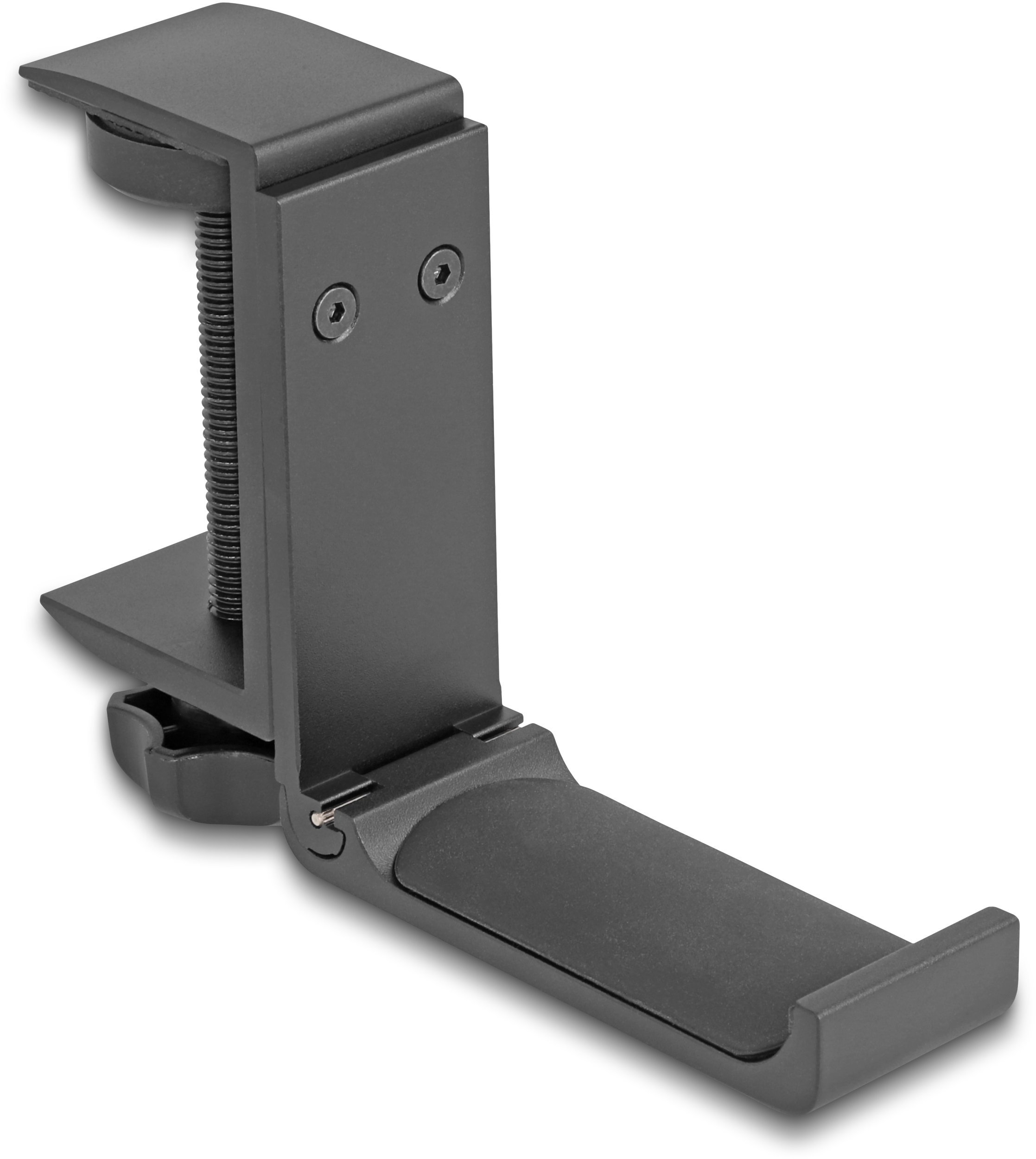 Delock Regulowany uchwyt na słuchawki do montażu na biurku aluminium czarny