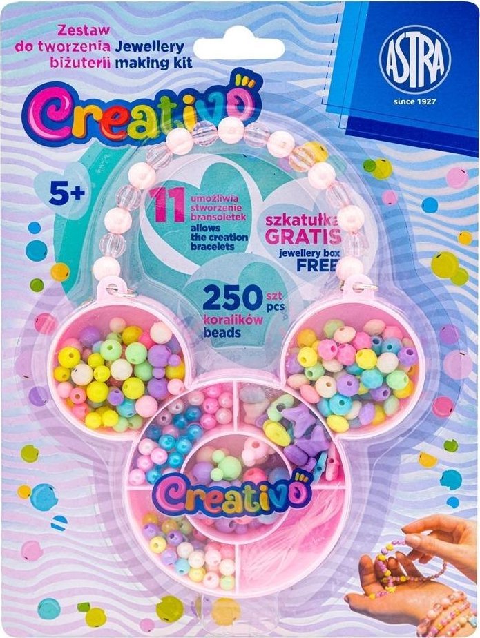 Zestaw koralików Myszka 250szt + 2m gumek ASTRA