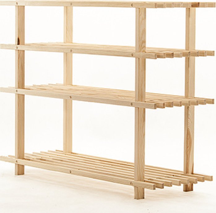 Drewniany Stojak na Buty Regał Szafka Szafa 4 półki RBO4 Naturalny Drewno Sosnowe