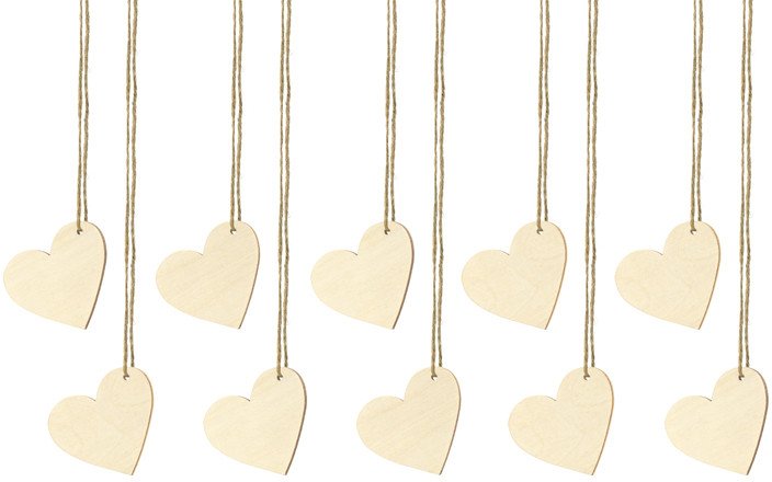Drewniane wizytówki na stół Serca, 6x5cm (1 op. / 10 szt.)