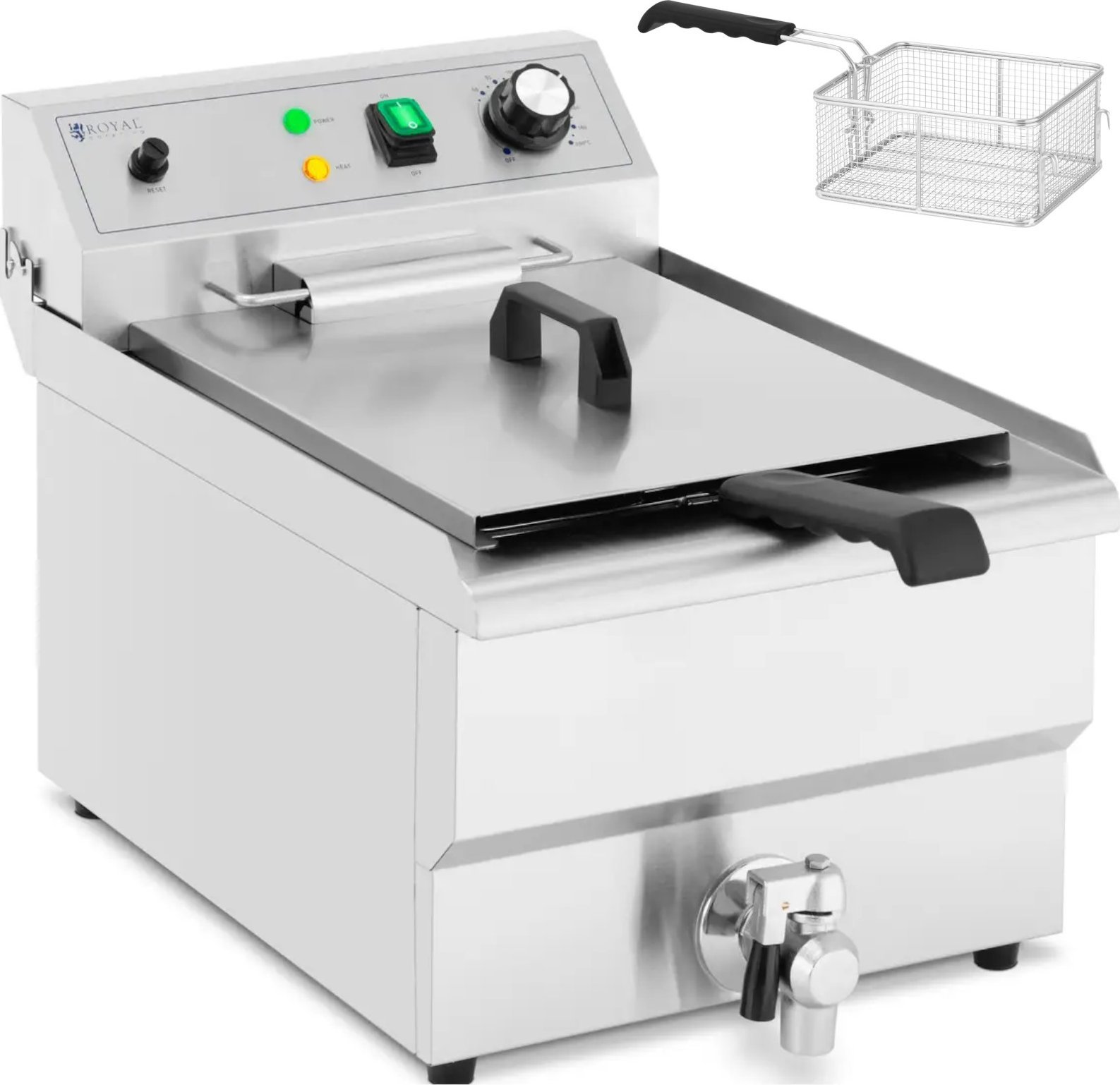Royal Catering Frytownica elektryczna z kranem spustowym 230 V 3000 W 13 l Frytownica elektryczna z kranem spustowym 230 V 3000 W 13 l